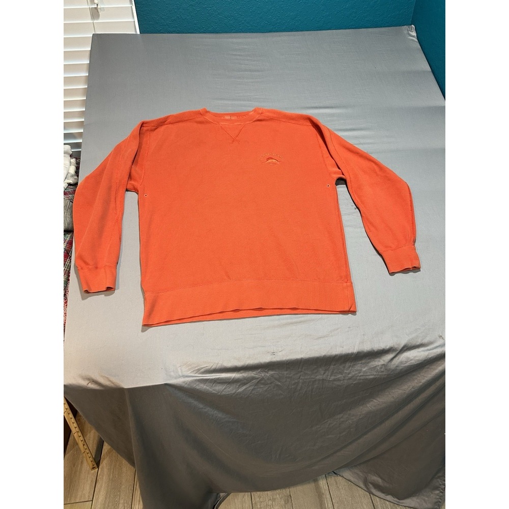 Tommy‎ Bahama Relax Orange Logo Knit Sweater Mens Cotton L